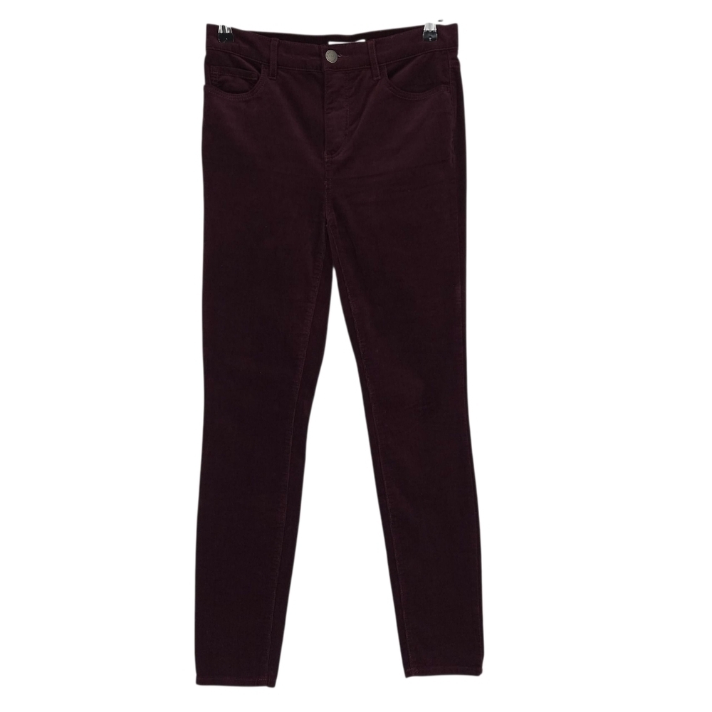 Ann Taylor LOFT Corduroy Skinny Ankle Pants Burgundy High Rise Dark Wash 2